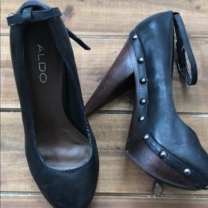 Aldo Black Ankle Strap Heels